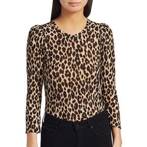 A.L.C. Karlie Leopard Print Puff-Sleeve T-Shirt